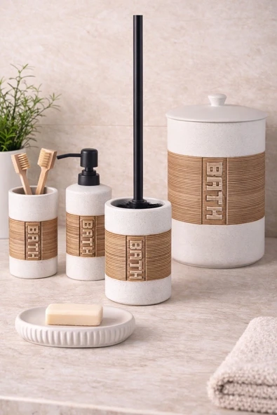 5 Parça Porselen Cleara Banyo Seti ürün görseli 1