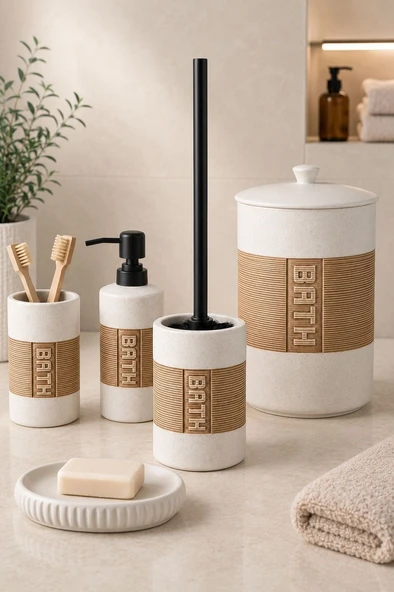 5 Parça Porselen Cleara Banyo Seti - Resim 2