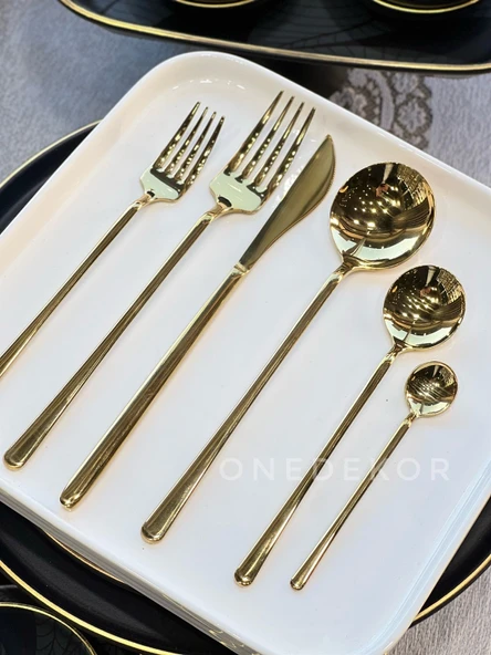 36 Parça Asil Çatal Kaşık Bıçak Çkb Seti Gold ürün görseli 1