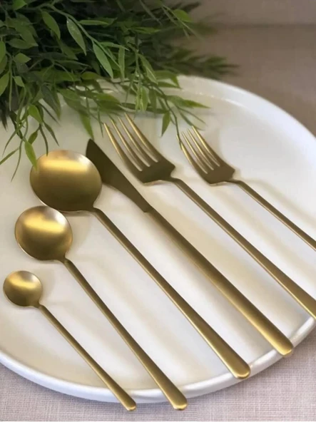 36 Parça Asil Çatal Kaşık Bıçak Çkb Seti Mat Gold ürün görseli 1