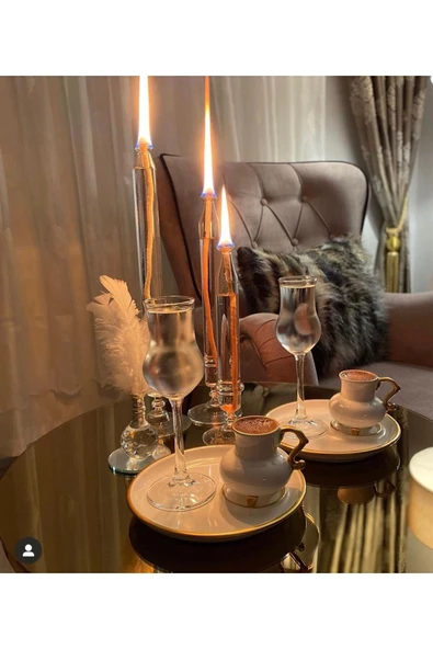 6'lı Şah Sunum Tabaklı Kahve Fincanı Beyaz ürün görseli 1