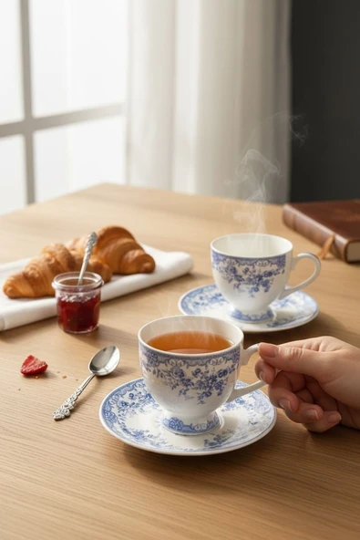 2 Kişilik Vintage Blue Kahve Fincanı ürün görseli 1