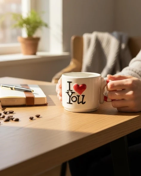 Tekli Red Love Porselen Kupa ürün görseli 1