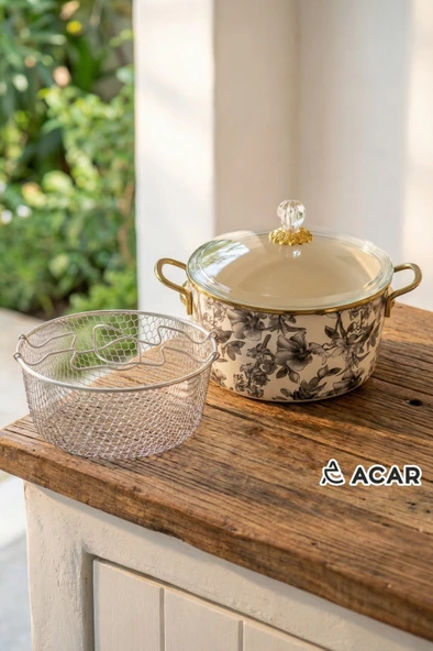 Emaye Scottısh Garden Kızartma Tenceresi Gold 22 cm ürün görseli 1