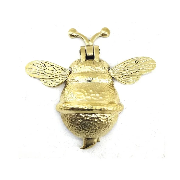 Antika Tarz Dekoratif Pirinç Arı Kapı Tokmağı, Taktak - Büyük, 163x150mm, Sarı ürün görseli 1