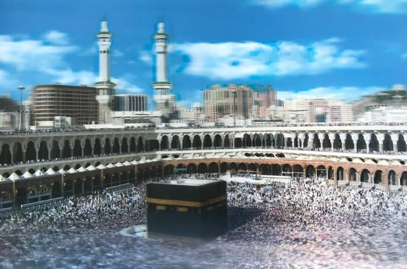 3 Boyutlu Resim  Ekstra Çözünürlüğe Sahip Kabe Resmi Mekke Tablosu 40x60 Cm ürün görseli 1