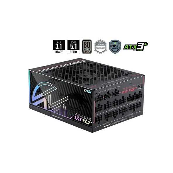 MSI MPG Ai1600TS PCIE5 80Plus Titanium ATX 3.1/PCIe 5.1 Full Modüler Güç Kaynağı ürün görseli 1