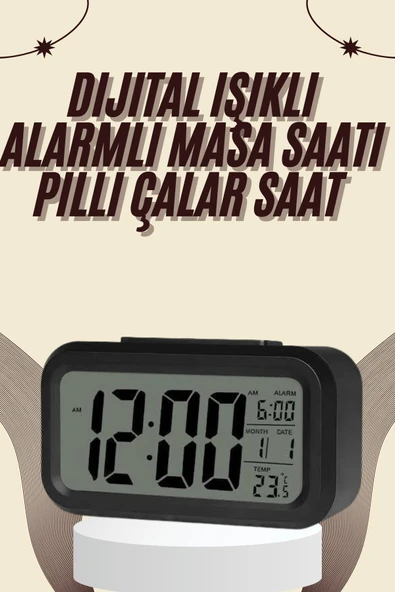 Dijital Masa Saati Termometreli Takvim Çalar Saat Led Ekran Pilli - Lisinya ürün görseli 1