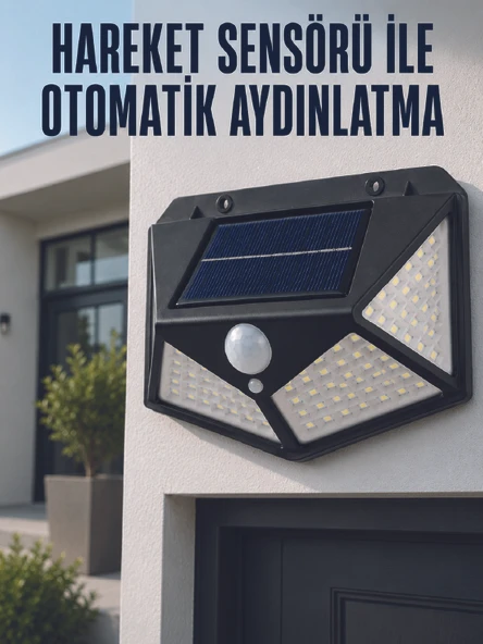 Hareket Sensörlü Güneş Enerjili Duvar Lambası Dış Mekan İçin Güçlü LED Aydınlatma - Lisinya ürün görseli 1