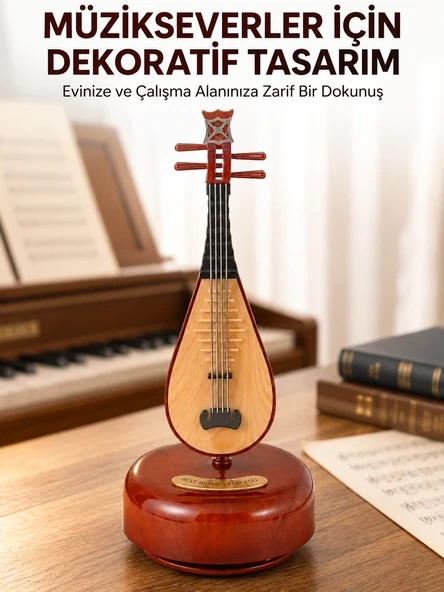 Klasik Ud Figürlü Melodili Müzik Kutusu Şık Hediyelik - Lisinya ürün görseli 1