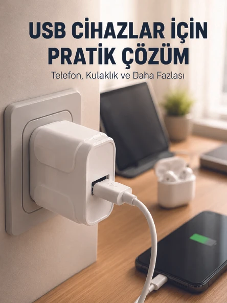 12W USB Şarj Adaptörü 5V 2.4A Hızlı ve Güvenli Şarj Başlığı - Lisinya ürün görseli 1