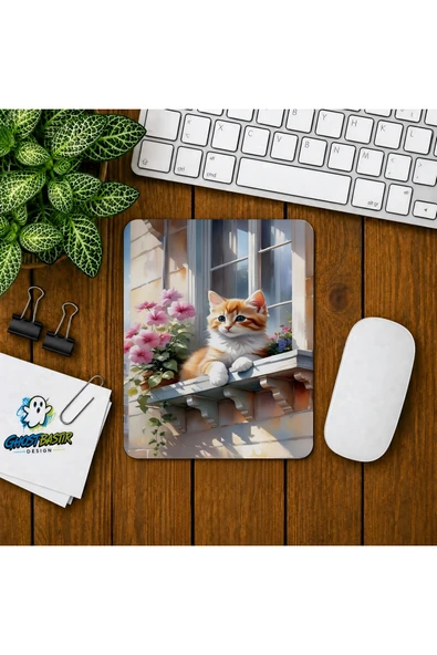 Camdaki Kedi Baskılı Oyuncu Mousepad 047 ürün görseli 1