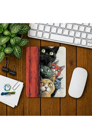 Meraklı Kediler Baskılı Oyuncu Mousepad 0196 ürün görseli 1