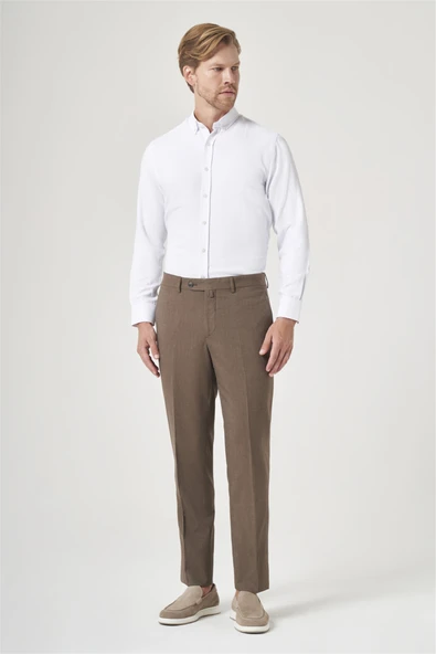 Kahverengi Yan Cep Filafil Desen Comfort Fit Esnek Pantolon 1003260153 ürün görseli 1