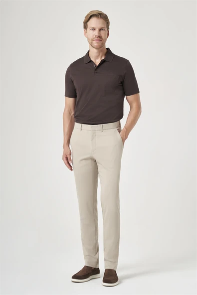 Krem Rengi Yan Cep Slim Fit Esnek Chino Pantolon 1003260154 ürün görseli 1