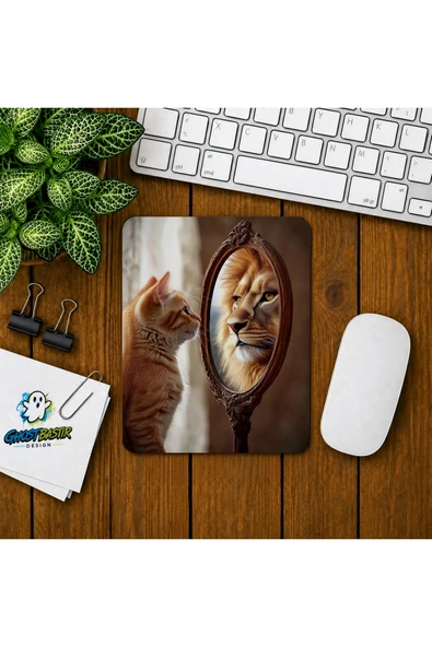 Kendini Aslan Sanan Kedi Baskılı Oyuncu Mousepad 0129 ürün görseli 1