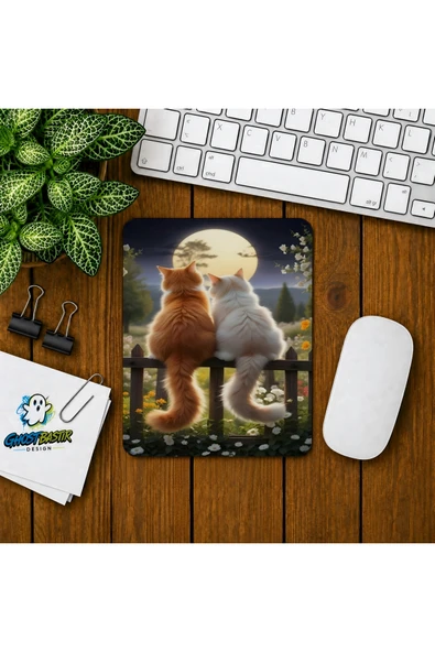 Dolunayda Kediler Baskılı Oyuncu Mousepad 062 ürün görseli 1