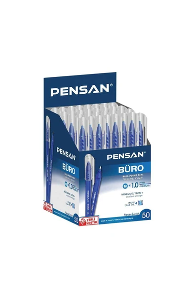 Büro 1.0mm Tükenmez Kalem 50'li Kutu - Mavi ürün görseli 1