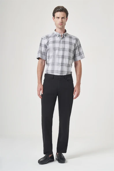 Siyah Yan Cep Örme Slim Fit Casual Pamuklu 5 Cep Pantolon 1003260906 ürün görseli 1