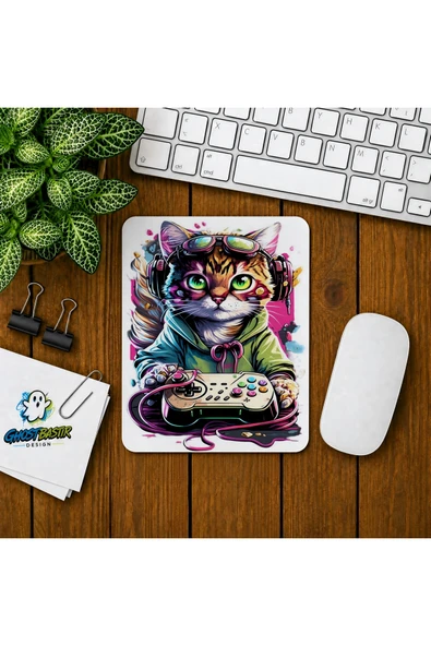 Gamer Cat Baskılı Oyuncu Mousepad 076 ürün görseli 1