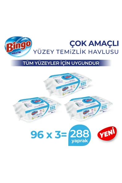 Yüzey Temizleme Havlusu Medium Beyaz Sabun Kokulu 96 Adetx3 (288 Yaprak) ürün görseli 1