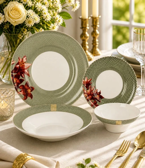 24 Parça 6 Kişilik Porselen Exotic Frame Yemek Takımı ürün görseli 1