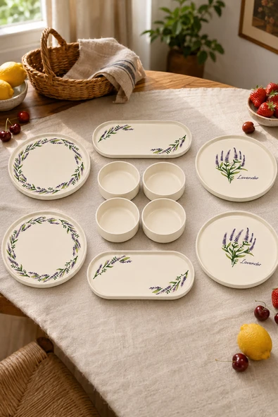 Mavi Limon 10 Parça 4 Kişilik Handmade Stackable Seramik Tabak Seti Premium Sunum & Kahvaltı Takımı ürün görseli 1