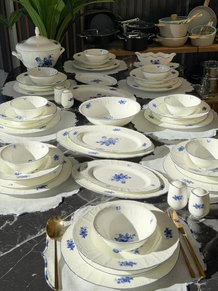 62 Parça 12 Kişilik Porselen Yemek Takımı Blue Garden ürün görseli 1