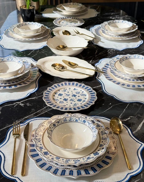 24 Parça 6 Kişilik Zarif Blue Porselen Yemek Takımı ürün görseli 1