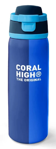 Coral High 800 ml Erkek Çocuk Lacivert Mavi Renk Geçişli Çizgili Pipetli ve Direkt İçim Çelik Termos/Matara - 38555 ürün görseli 1