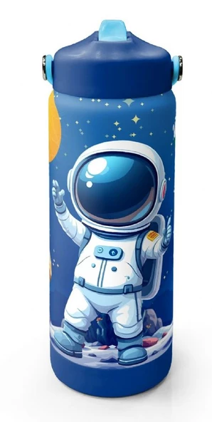 Coral High 650 ml Erkek Çocuk Lacivert Beyaz Astronot Baskılı Çelik Suluk/Matara (Pipetli) 38334 ürün görseli 1