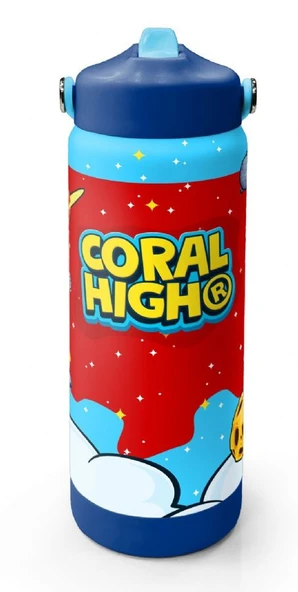 Coral High 650 ml Erkek Çocuk Kırmızı Mavi Astronot Baskılı Çelik Suluk/Matara (Pipetli) 38327 ürün görseli 1
