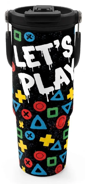 Coral High 900 ml Erkek Çocuk Siyah Çok Renkli Lets Play Baskılı Çelik Termos /Matara - 38728 ürün görseli 1