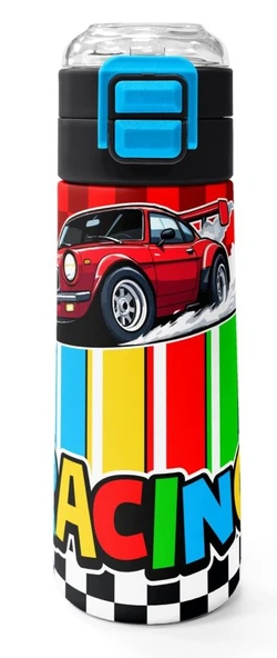 Coral High 500 ml Erkek Çocuk Kırmızı Racing Araba Baskılı Çelik Termos Matara - Okul Suluğu ürün görseli 1