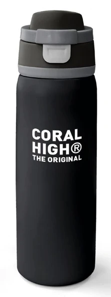 Coral High 800 ml Erkek Çocuk Siyah Gri Pipetli ve Direkt İçim Çelik Termos/Matara - 38518 ürün görseli 1