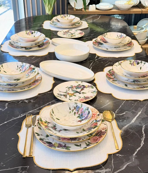 24 Parça 6 Kişilik Modern Flore Bird Yemek Takımı ürün görseli 1