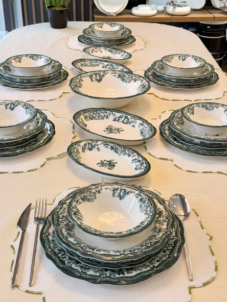 29 Parça 6 Kişilik Porselen Yemek Takımı Velour Green ürün görseli 1