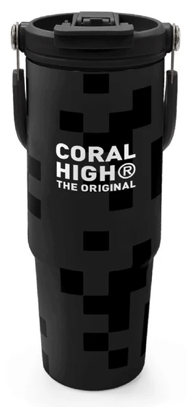 Coral High 900 ml Erkek Çocuk Siyah Blok Desenli Çelik Termos /Matara - 38720 ürün görseli 1