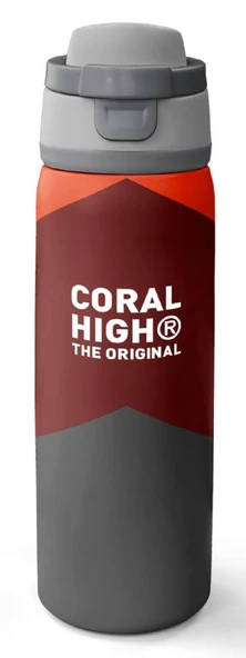 Coral High 800 ml Erkek Çocuk Turuncu Bordo Gri Renkli Pipetli ve Direkt İçim Çelik Termos/Matara - 38552 ürün görseli 1