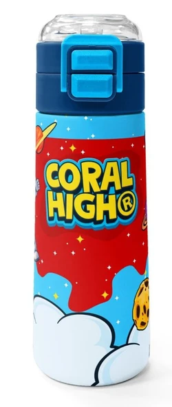 Coral High 500 ml Erkek Çocuk Kırmızı Mavi Astronot Baskılı Çelik Termos Matara - Okul Suluğu ürün görseli 1