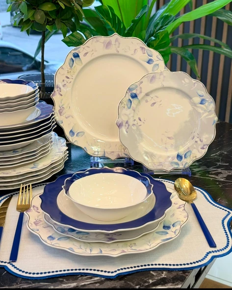 24 Parça 6 Kişilik Porselen Yemek Takımı Bellini Blue ürün görseli 1