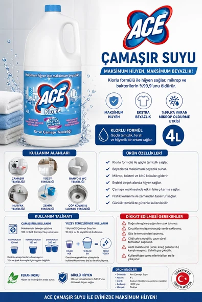 Ace Çamaşır Suyu 4 lt. - Resim 2