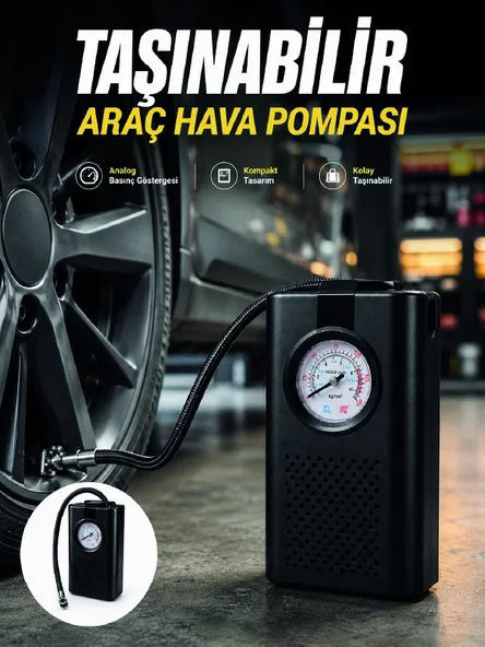 Otomobil Bisiklet ve Motosiklet İçin Taşınabilir Lastik Hava Pompası ürün görseli 1