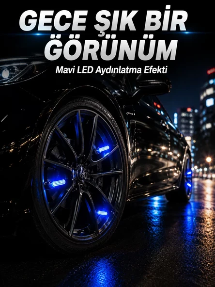 Araç Sibop Işığı 4'lü Set Otomatik Yanan LED Lastik Aksesuarı ürün görseli 1