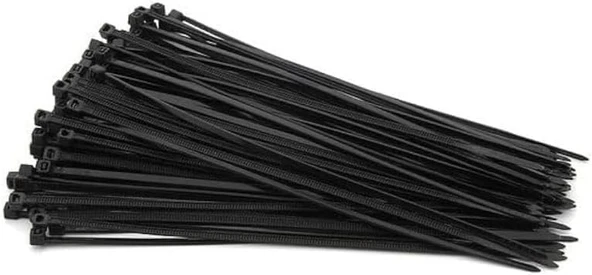 Siyah Plastik Kablo Bağı, 4.8X380Mm, Naylon Cırt Kelepçe, 100 Adet ürün görseli 1