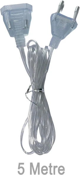 Şeffaf Led Işık Adaptör Kablo Fiş – 220V Priz Dekoratif Aydınlatmalar İçin (5 Metre) ürün görseli 1
