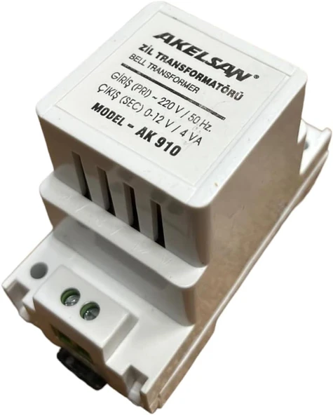 Sekatech Akelsan Zil Trafosu 4-8-12V /4Va Ak-910 Kapı Zili Trafosu,Transformator,Güç Kaynağı Bell Transformer ürün görseli 1