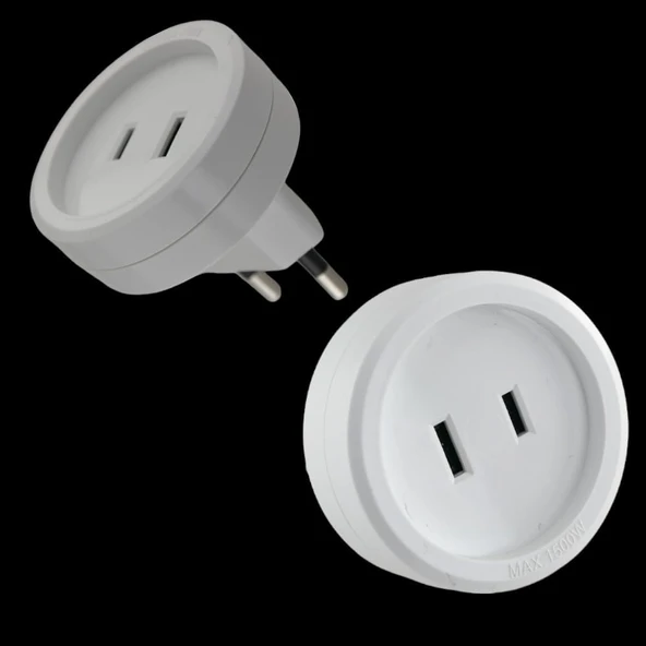 Türk Fişi – Amerikan Tip Fişe Çevirici Seyahat Adaptörü | Tip C Türkiye (Erkek) → Tip A (Dişi) | 250V – 6A | Amerika, Kanada, Japonya ürün görseli 1