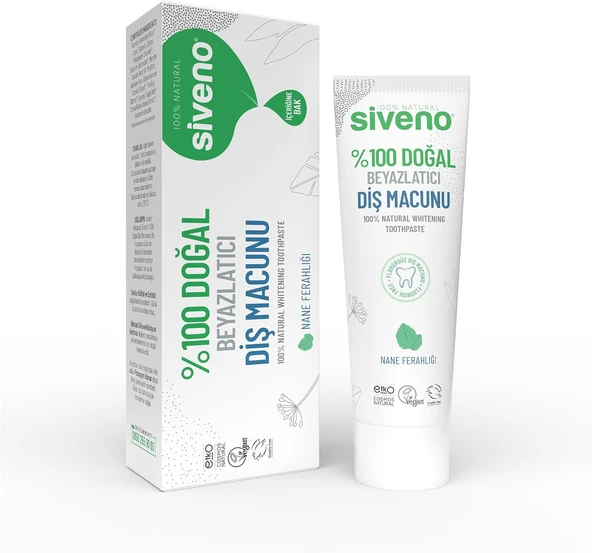 Siveno%100 Doğal Macunu Beyazlatıcı Nane Ferahlığı Florürsüz 65 Gr ürün görseli 1