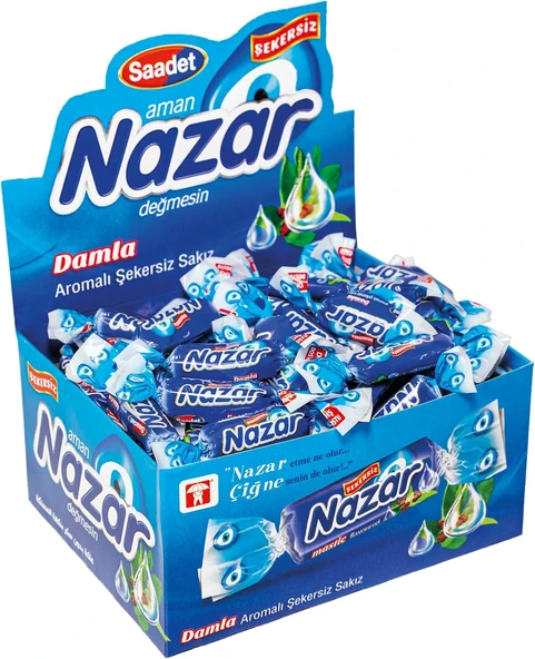 Nazar Şekersiz Nane Aromalı Sakız Damlaları 100 Adet ürün görseli 1